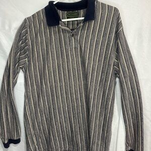 Croft & Barrow Navy and White Striped Long Sleeve Shirt